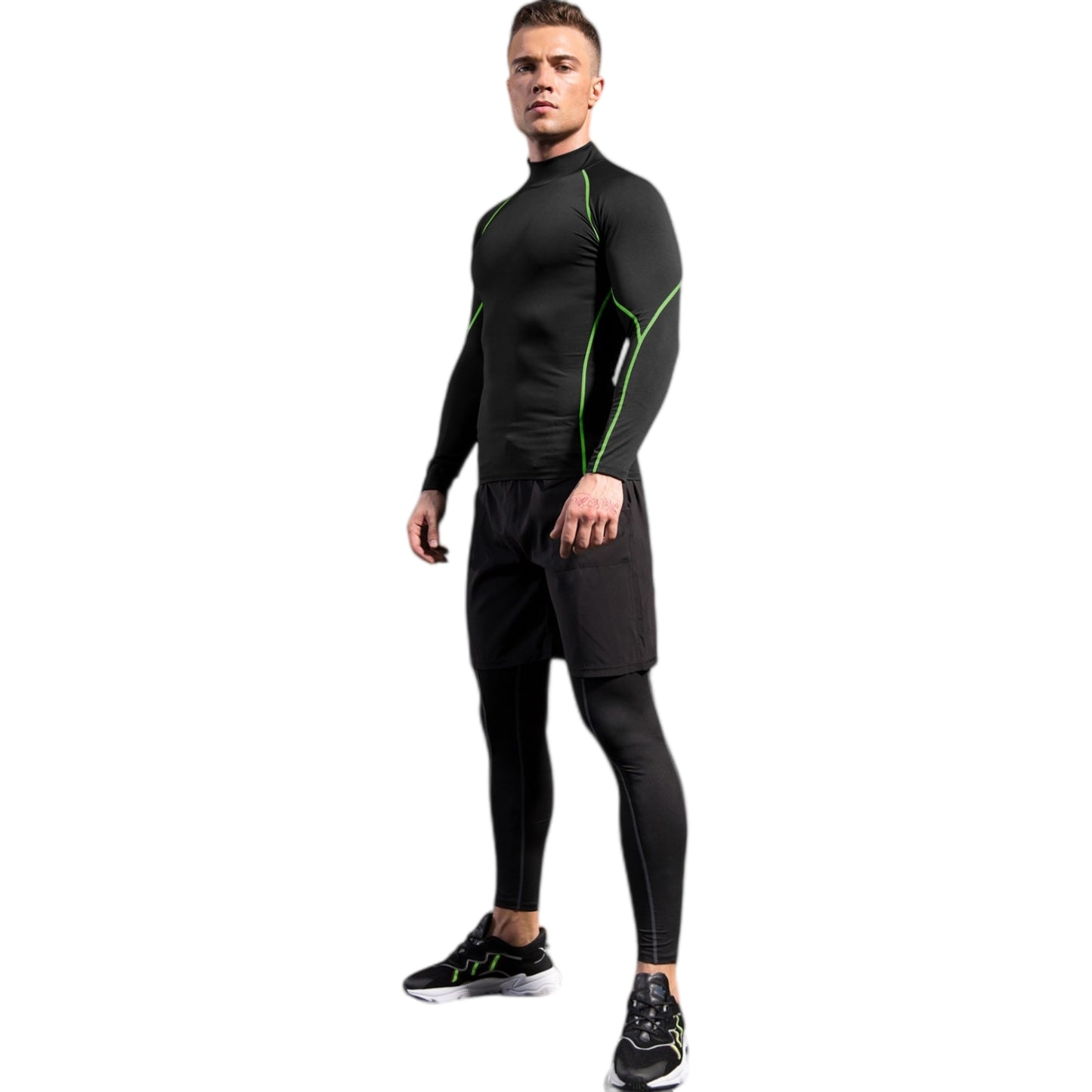 Anna-Kaci Active Men's Long Sleeve Compression Shirt with Mock Neck and Stretch Fit for Performance and Training