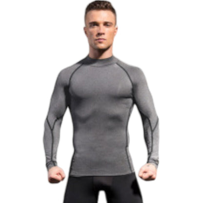 Anna-Kaci Active Men's Long Sleeve Compression Shirt with Mock Neck and Stretch Fit for Performance and Training