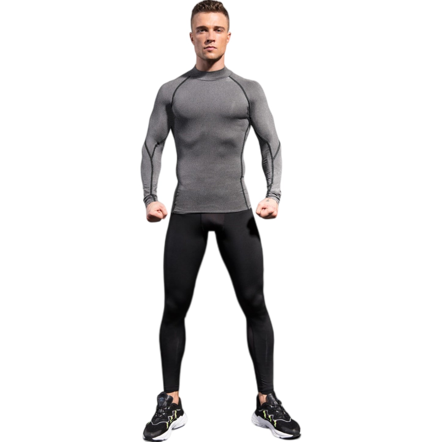 Anna-Kaci Active Men's Long Sleeve Compression Shirt with Mock Neck and Stretch Fit for Performance and Training