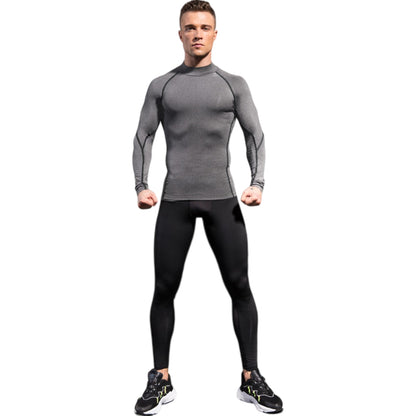 Anna-Kaci Active Men's Long Sleeve Compression Shirt with Mock Neck and Stretch Fit for Performance and Training