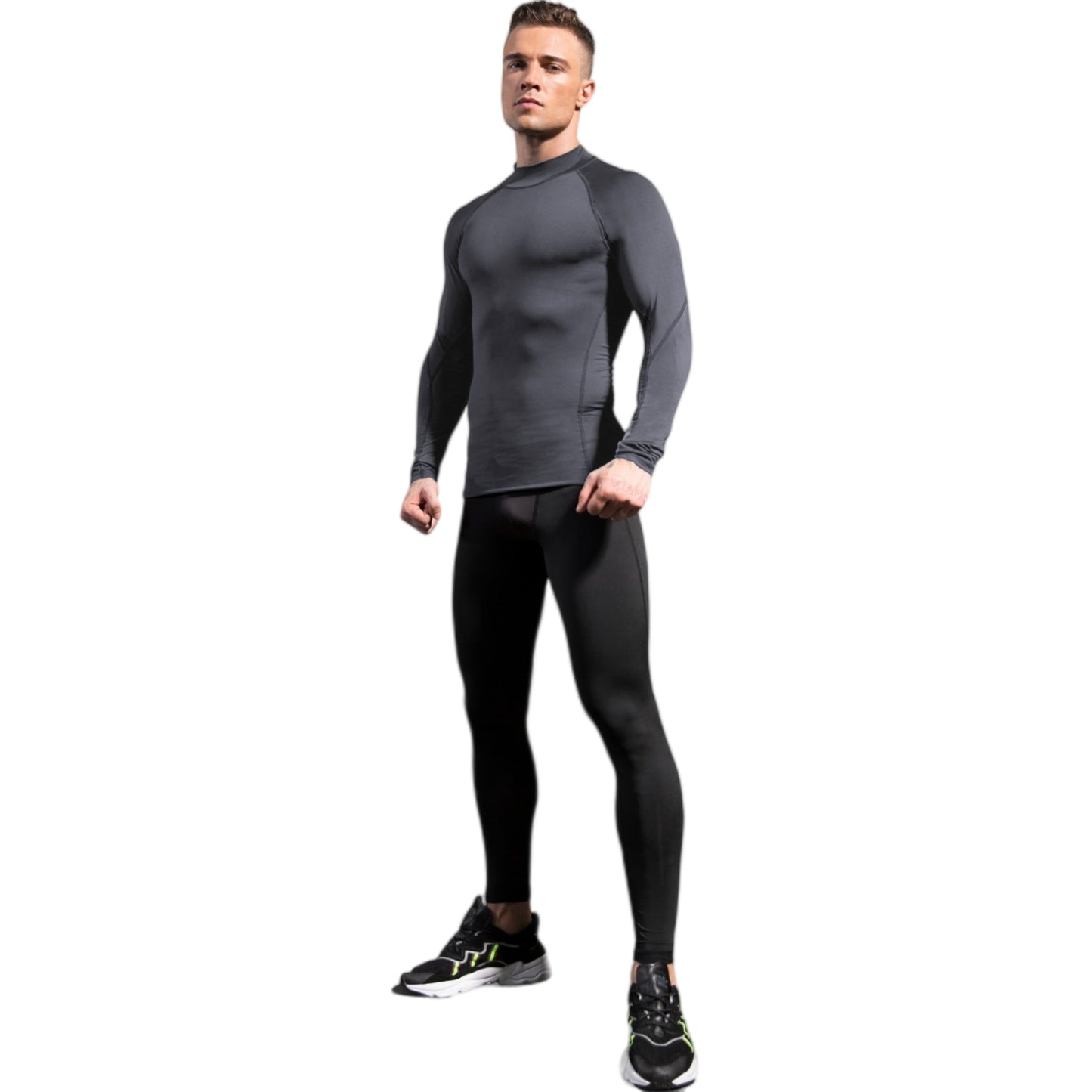 Anna-Kaci Active Men's Long Sleeve Compression Shirt with Mock Neck and Stretch Fit for Performance and Training