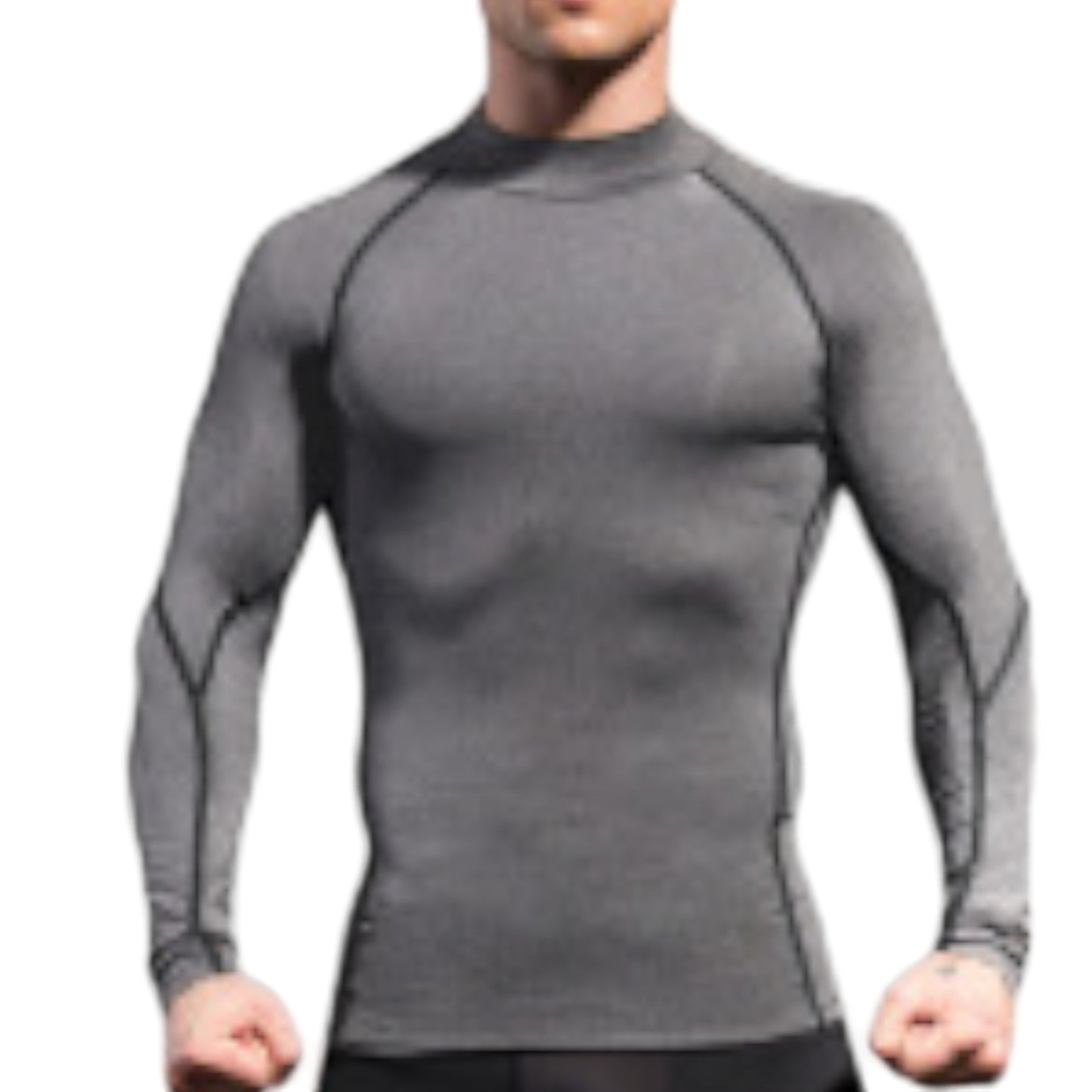 Anna-Kaci Active Men's Long Sleeve Compression Shirt with Mock Neck and Stretch Fit for Performance and Training