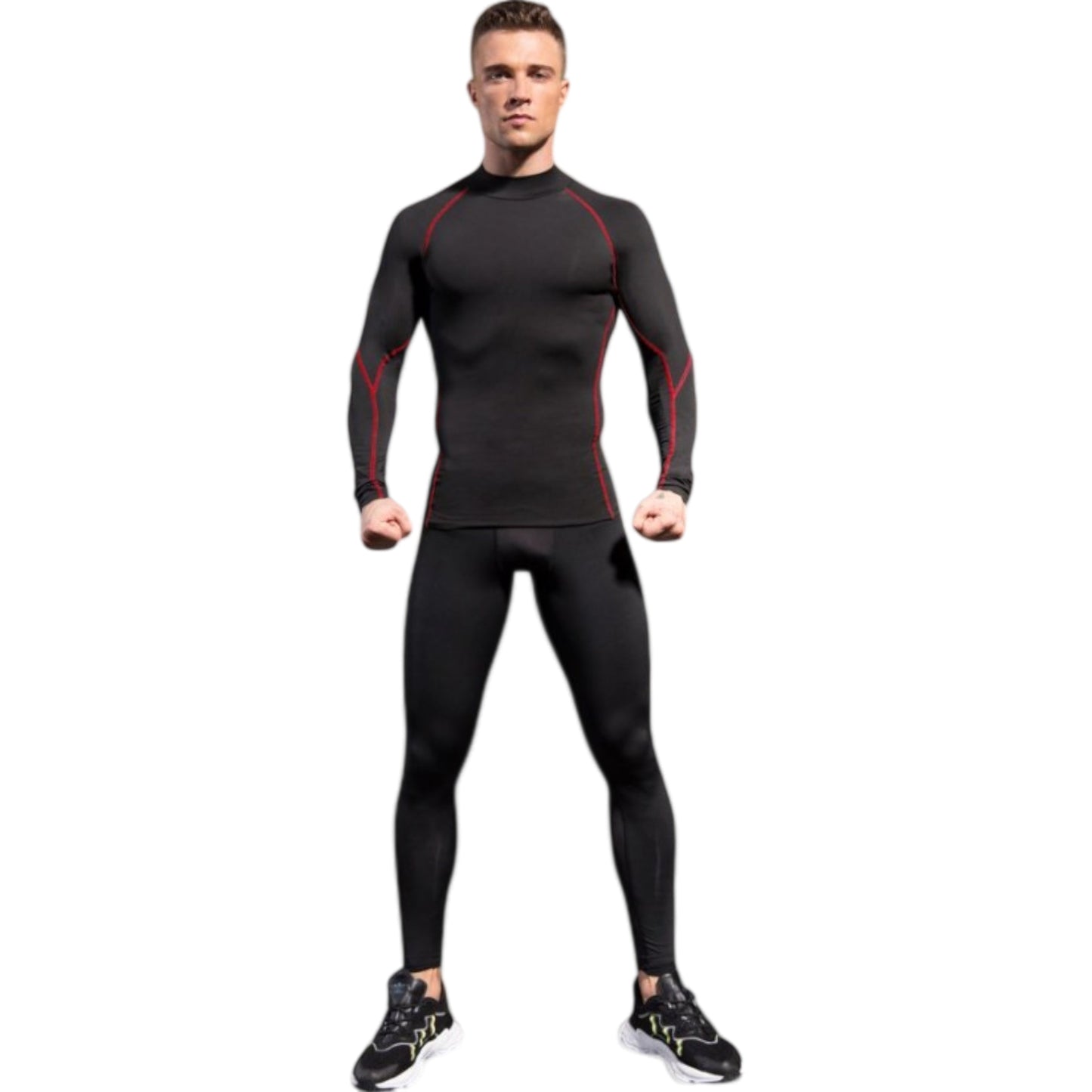 Anna-Kaci Active Men's Long Sleeve Compression Shirt with Mock Neck and Stretch Fit for Performance and Training