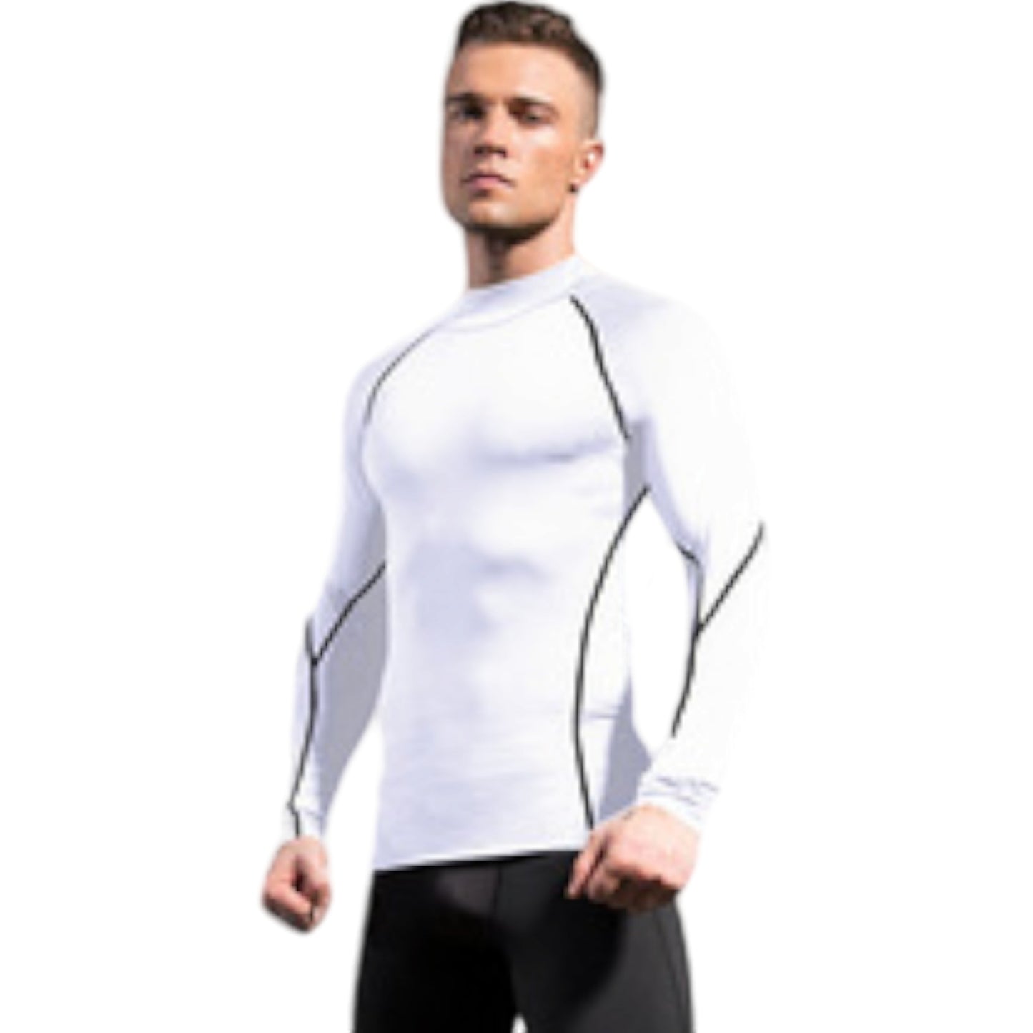 Anna-Kaci Active Men's Long Sleeve Compression Shirt with Mock Neck and Stretch Fit for Performance and Training