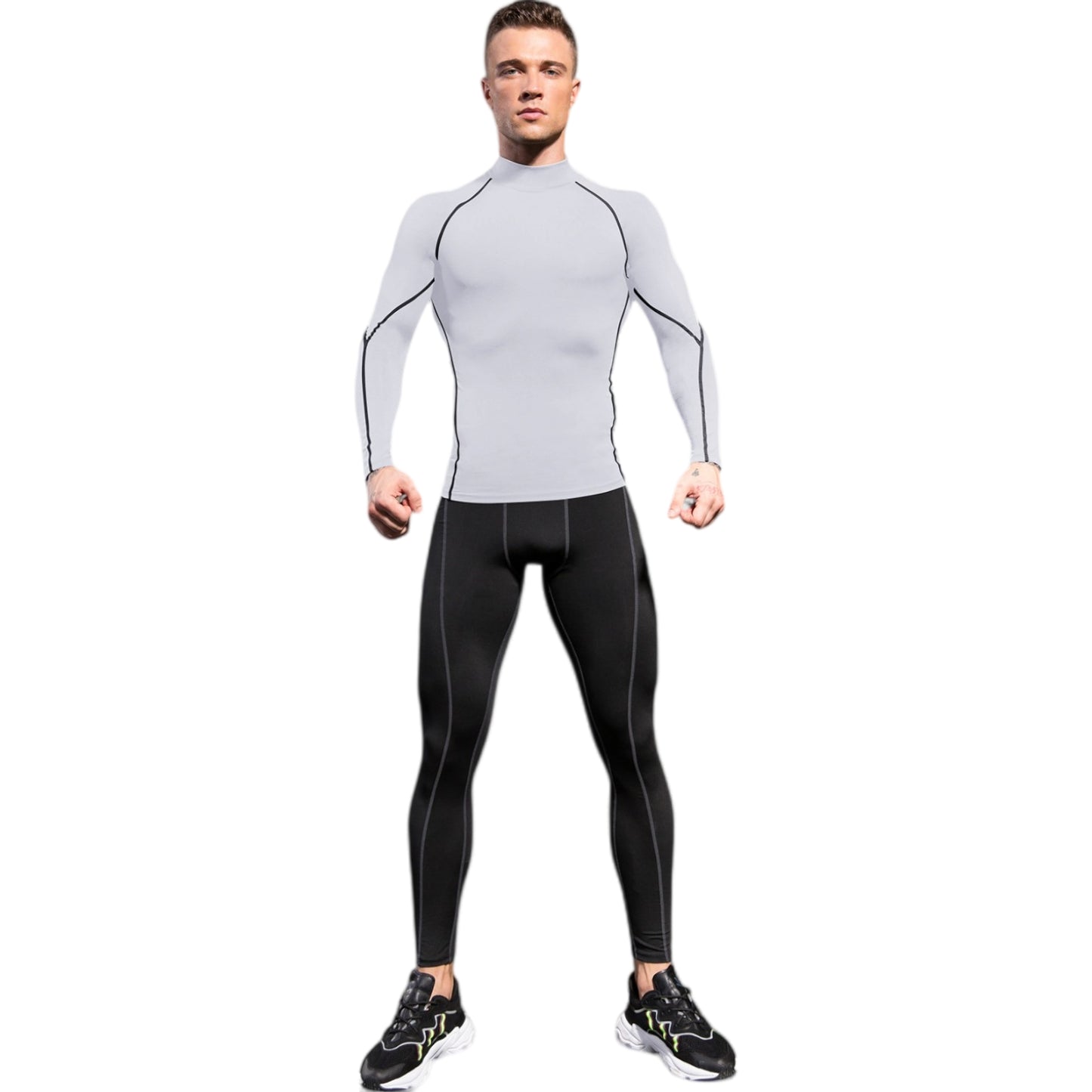Anna-Kaci Active Men's Long Sleeve Compression Shirt with Mock Neck and Stretch Fit for Performance and Training