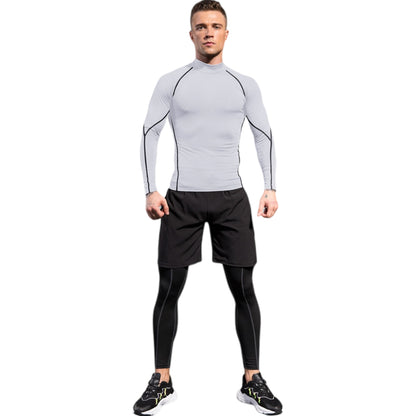 Anna-Kaci Active Men's Long Sleeve Compression Shirt with Mock Neck and Stretch Fit for Performance and Training