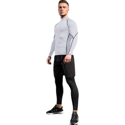 Anna-Kaci Active Men's Long Sleeve Compression Shirt with Mock Neck and Stretch Fit for Performance and Training