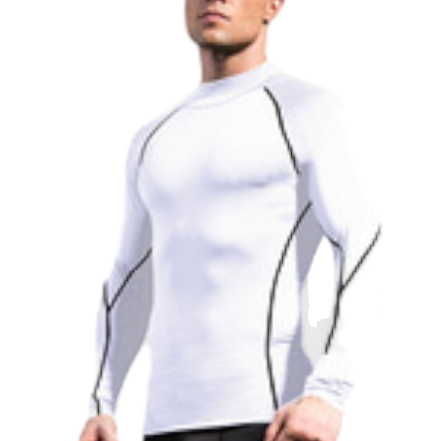 Anna-Kaci Active Men's Long Sleeve Compression Shirt with Mock Neck and Stretch Fit for Performance and Training
