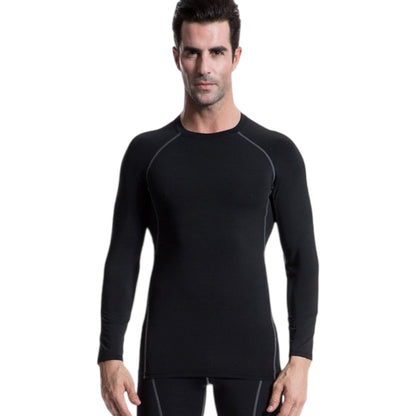 Anna-Kaci Active Men's Long Sleeve Compression Training Shirt with Crew Neck and Contrast Stitching Detail