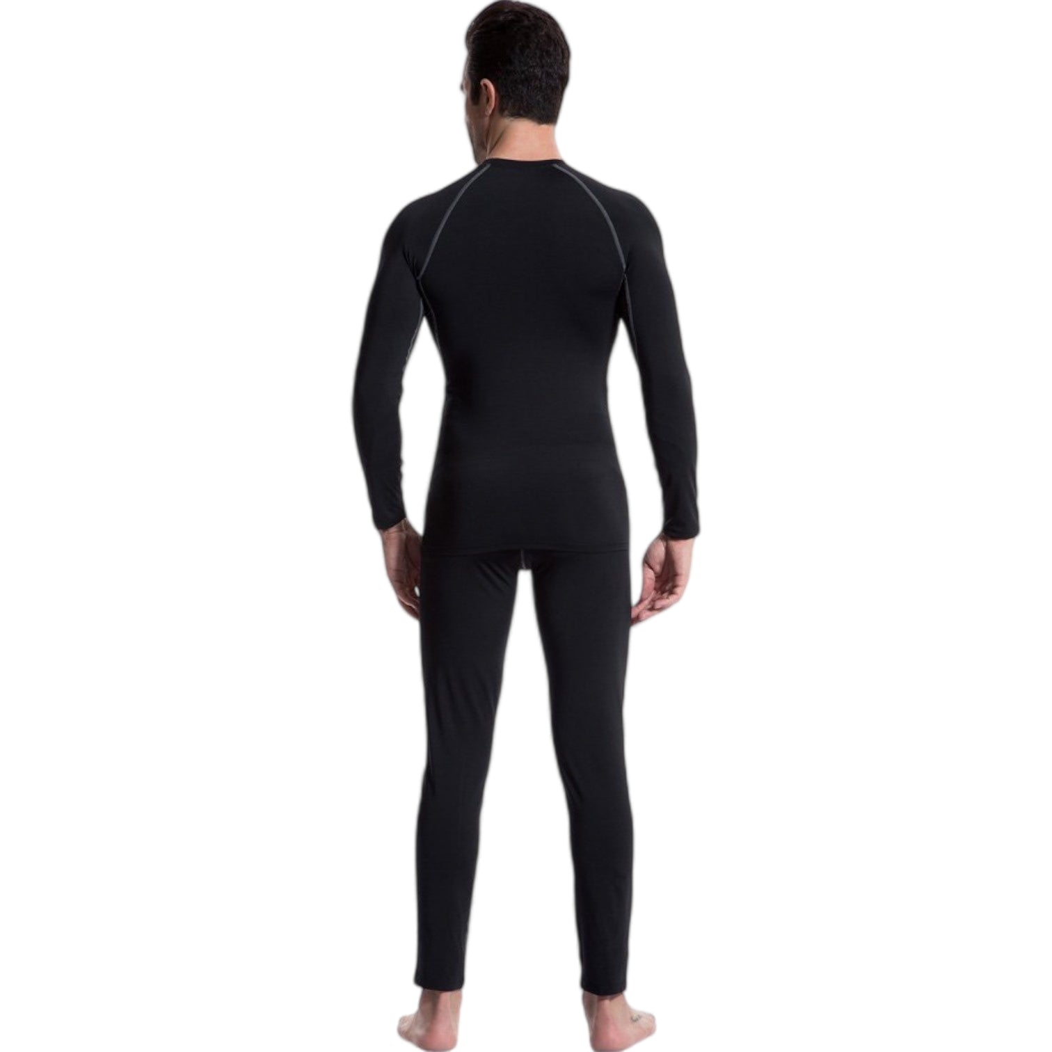 Anna-Kaci Active Men's Long Sleeve Compression Training Shirt with Crew Neck and Contrast Stitching Detail