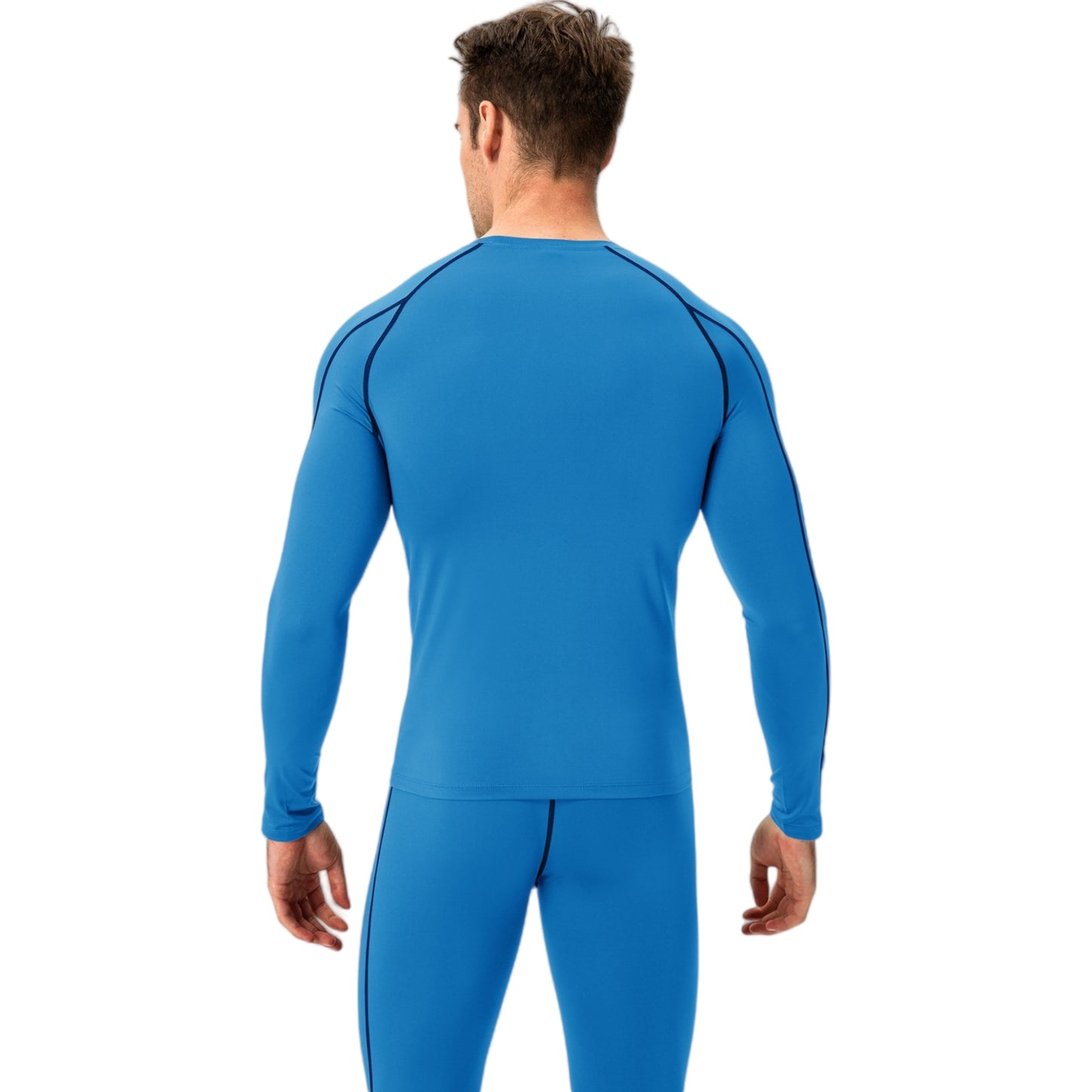 Anna-Kaci Active Men's Long Sleeve Compression Training Shirt with Crew Neck and Contrast Stitching Detail