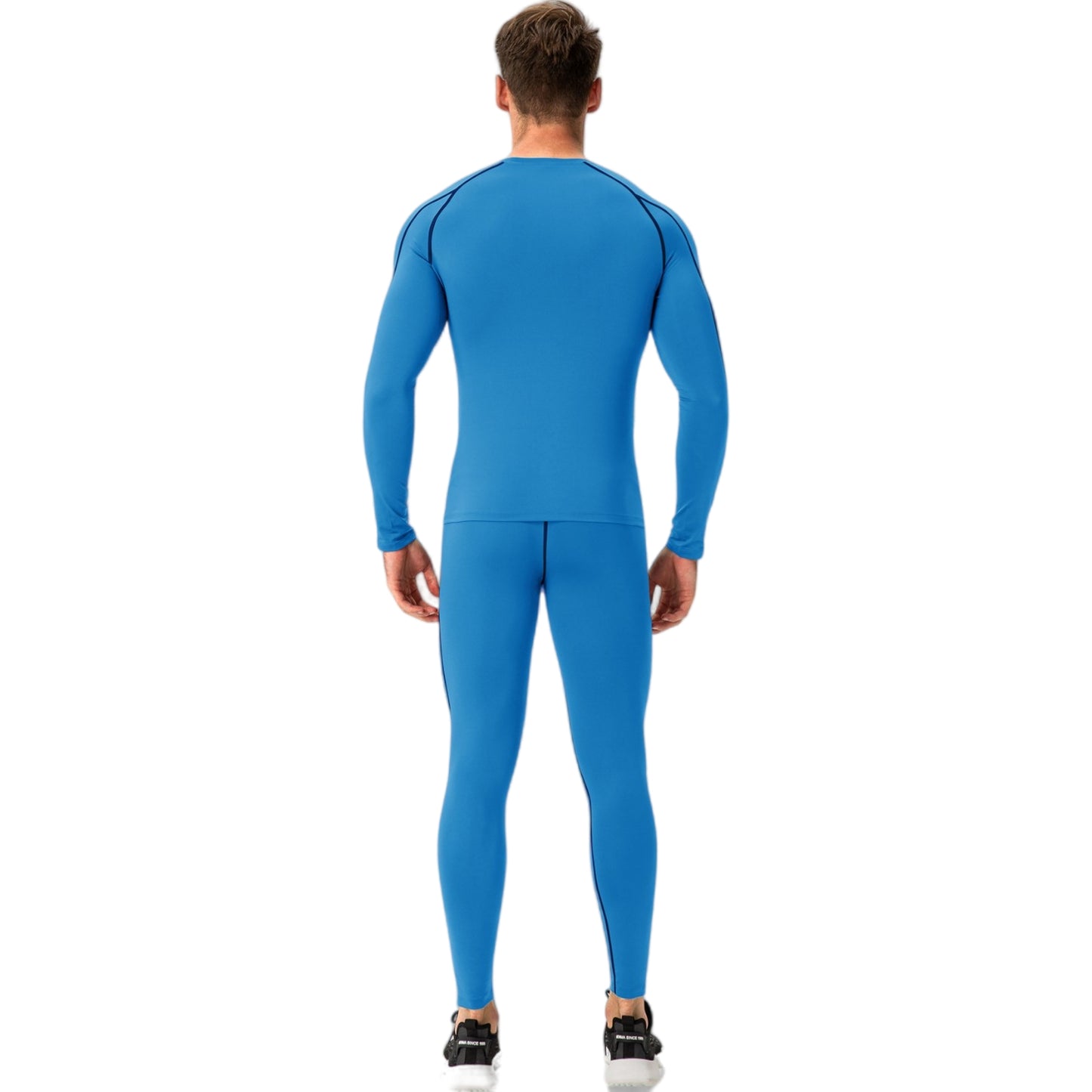 Anna-Kaci Active Men's Long Sleeve Compression Training Shirt with Crew Neck and Contrast Stitching Detail