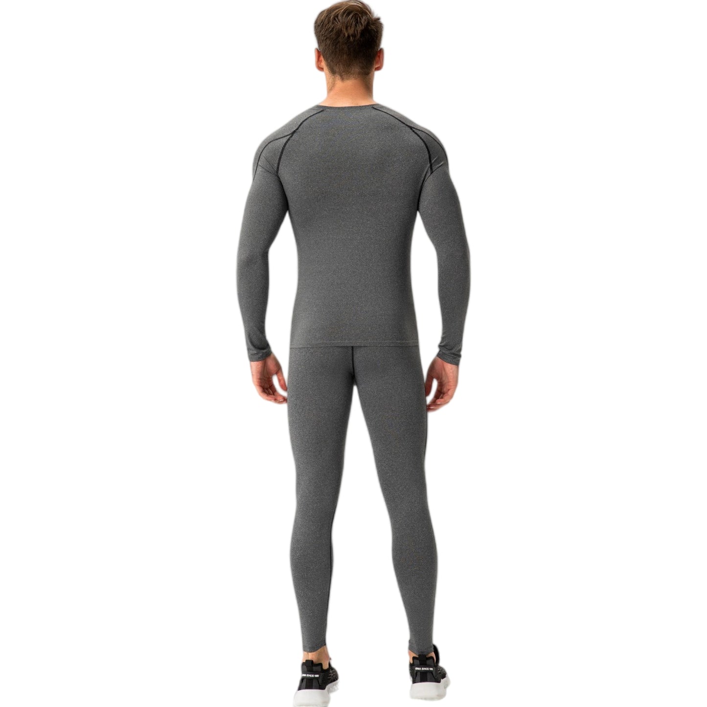 Anna-Kaci Active Men's Long Sleeve Compression Training Shirt with Crew Neck and Contrast Stitching Detail