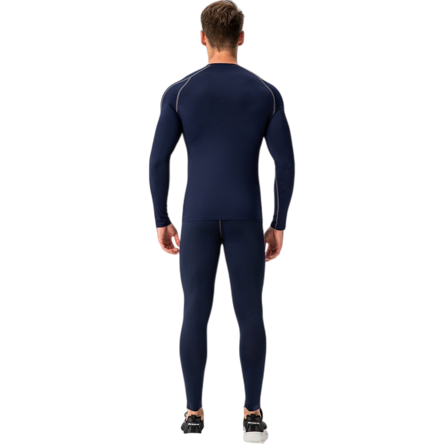Anna-Kaci Active Men's Long Sleeve Compression Training Shirt with Crew Neck and Contrast Stitching Detail