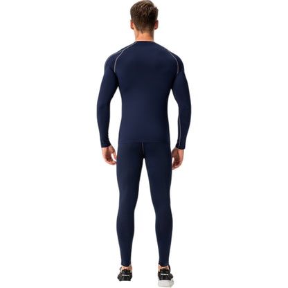 Anna-Kaci Active Men's Long Sleeve Compression Training Shirt with Crew Neck and Contrast Stitching Detail