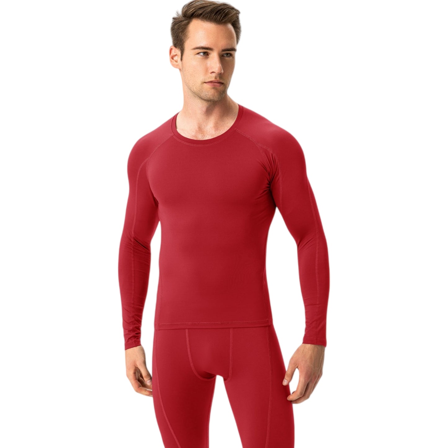 Anna-Kaci Active Men's Long Sleeve Compression Training Shirt with Crew Neck and Contrast Stitching Detail