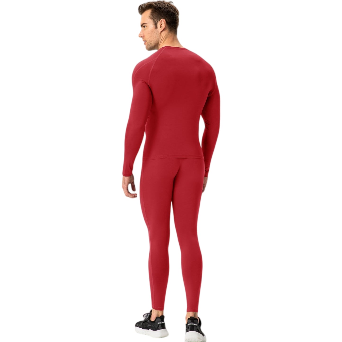 Anna-Kaci Active Men's Long Sleeve Compression Training Shirt with Crew Neck and Contrast Stitching Detail