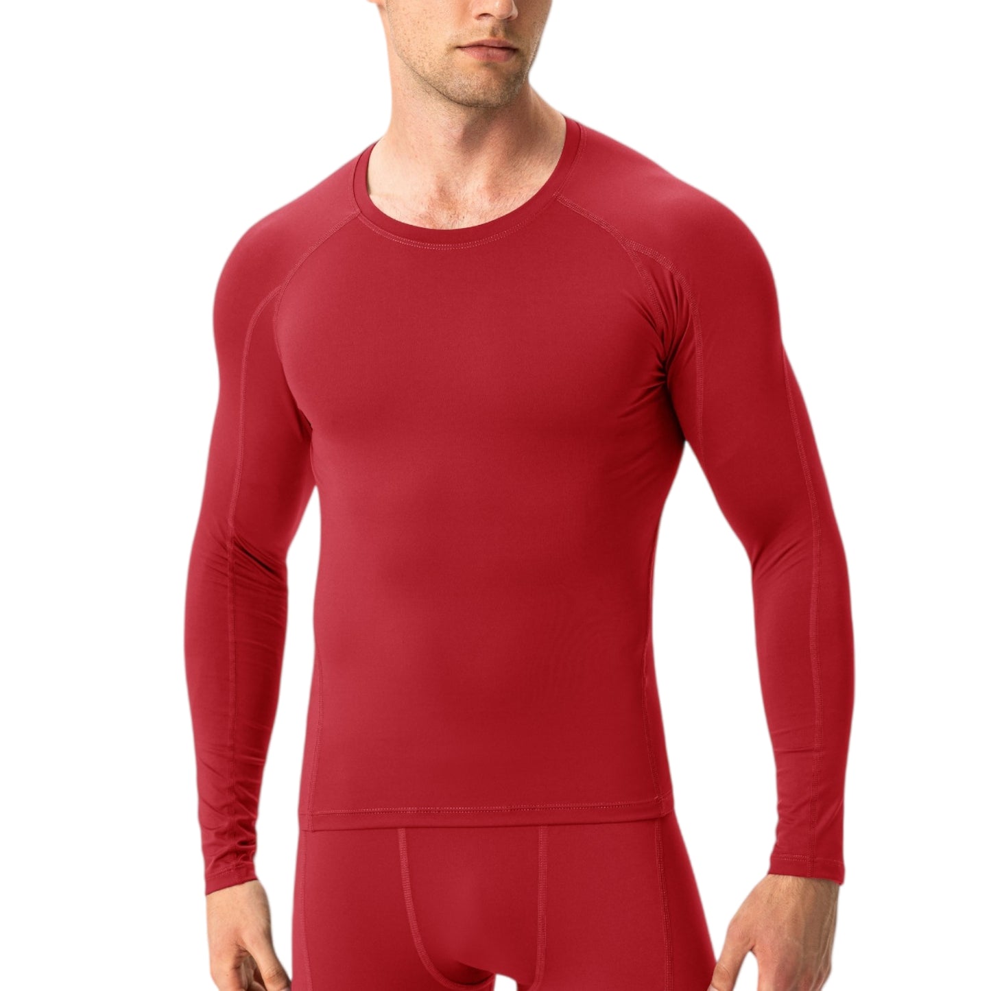Anna-Kaci Active Men's Long Sleeve Compression Training Shirt with Crew Neck and Contrast Stitching Detail