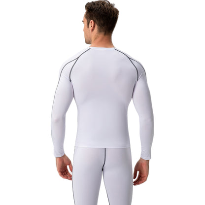 Anna-Kaci Active Men's Long Sleeve Compression Training Shirt with Crew Neck and Contrast Stitching Detail