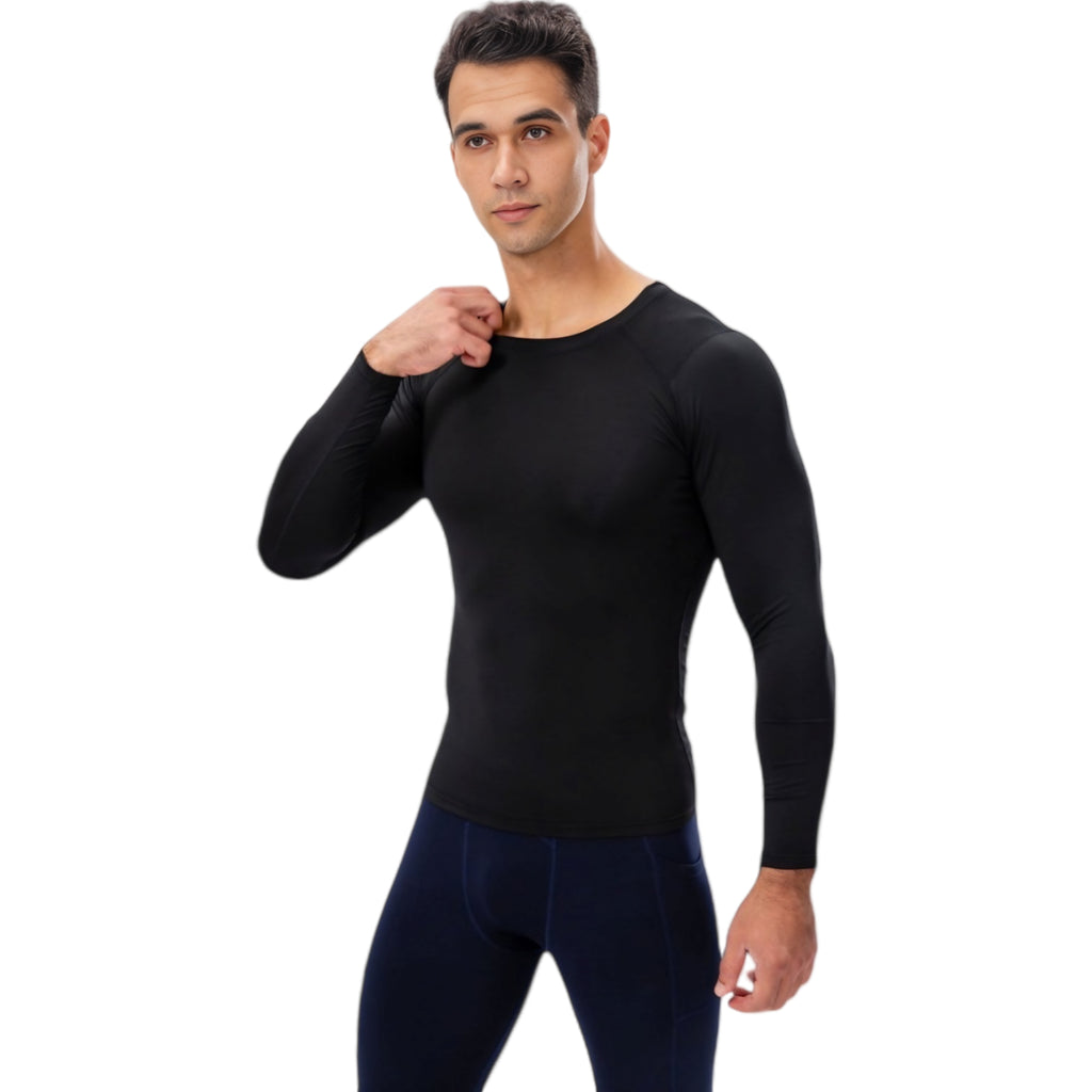 Anna-Kaci Active Men's Long Sleeve Compression Shirt with Crew Neck and Moisture-Wicking Stretch Fabric