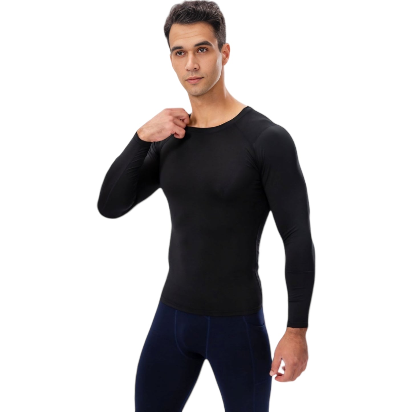 Anna-Kaci Active Men's Long Sleeve Compression Shirt with Crew Neck and Moisture-Wicking Stretch Fabric