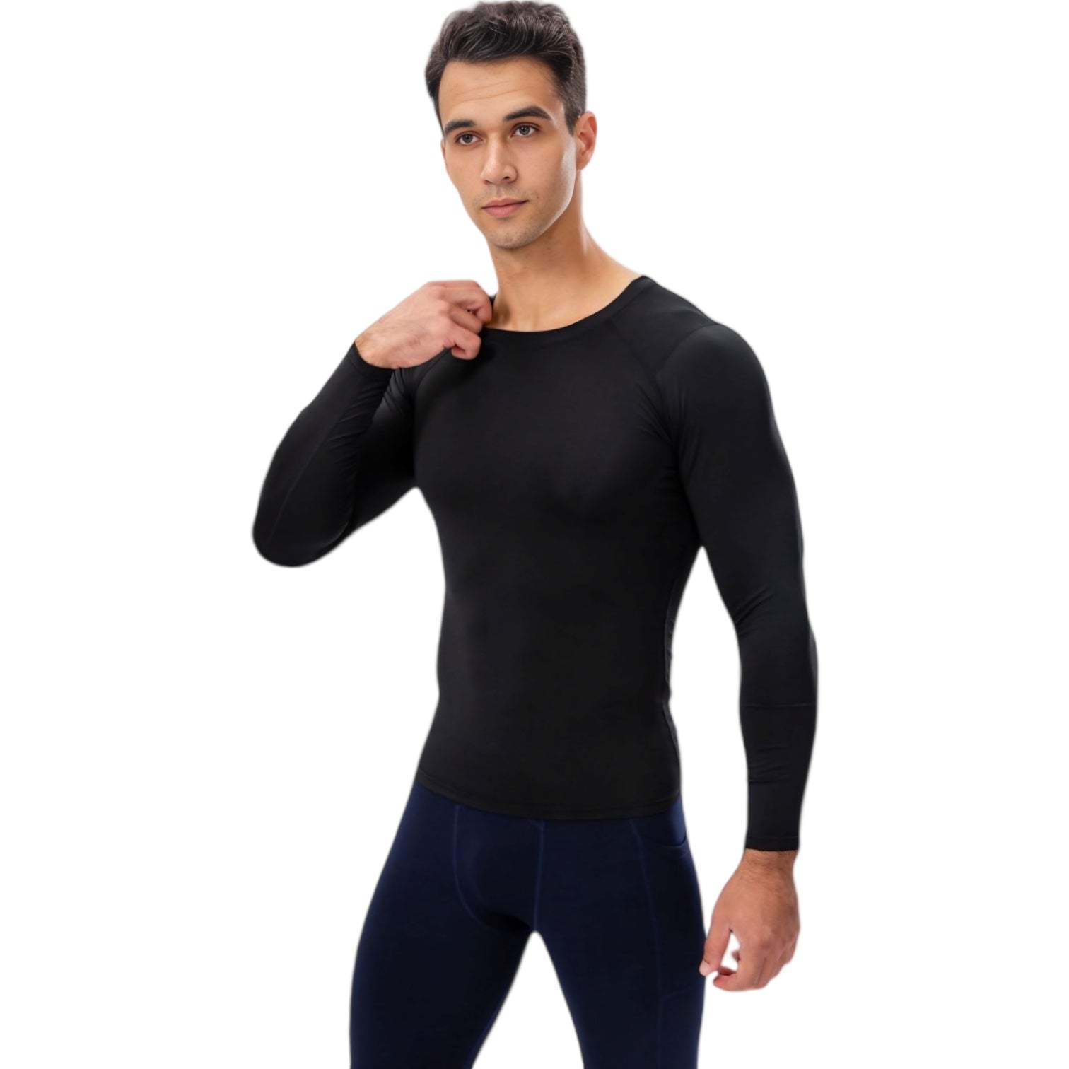 Anna-Kaci Active Men's Long Sleeve Compression Shirt with Crew Neck and Moisture-Wicking Stretch Fabric