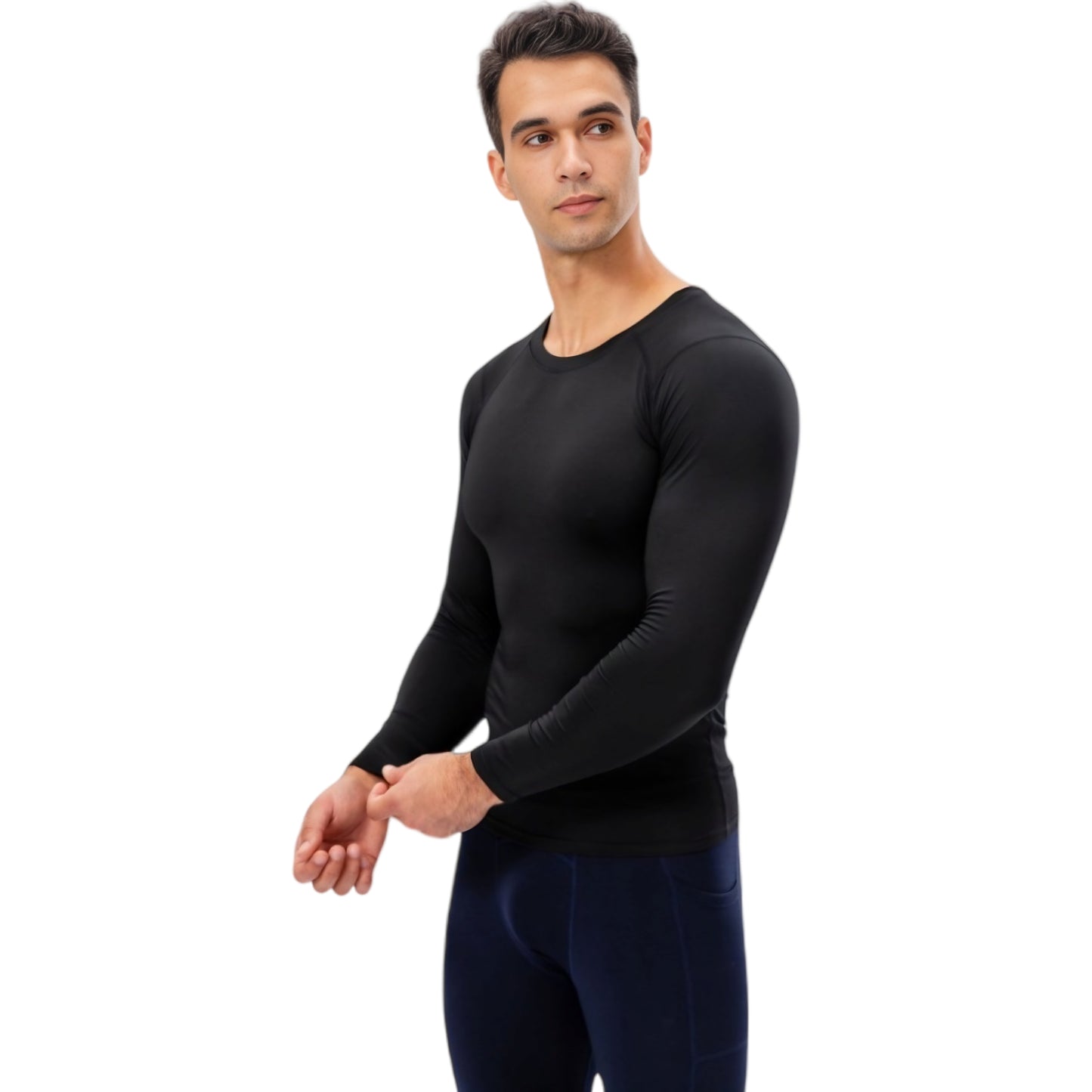 Anna-Kaci Active Men's Long Sleeve Compression Shirt with Crew Neck and Moisture-Wicking Stretch Fabric