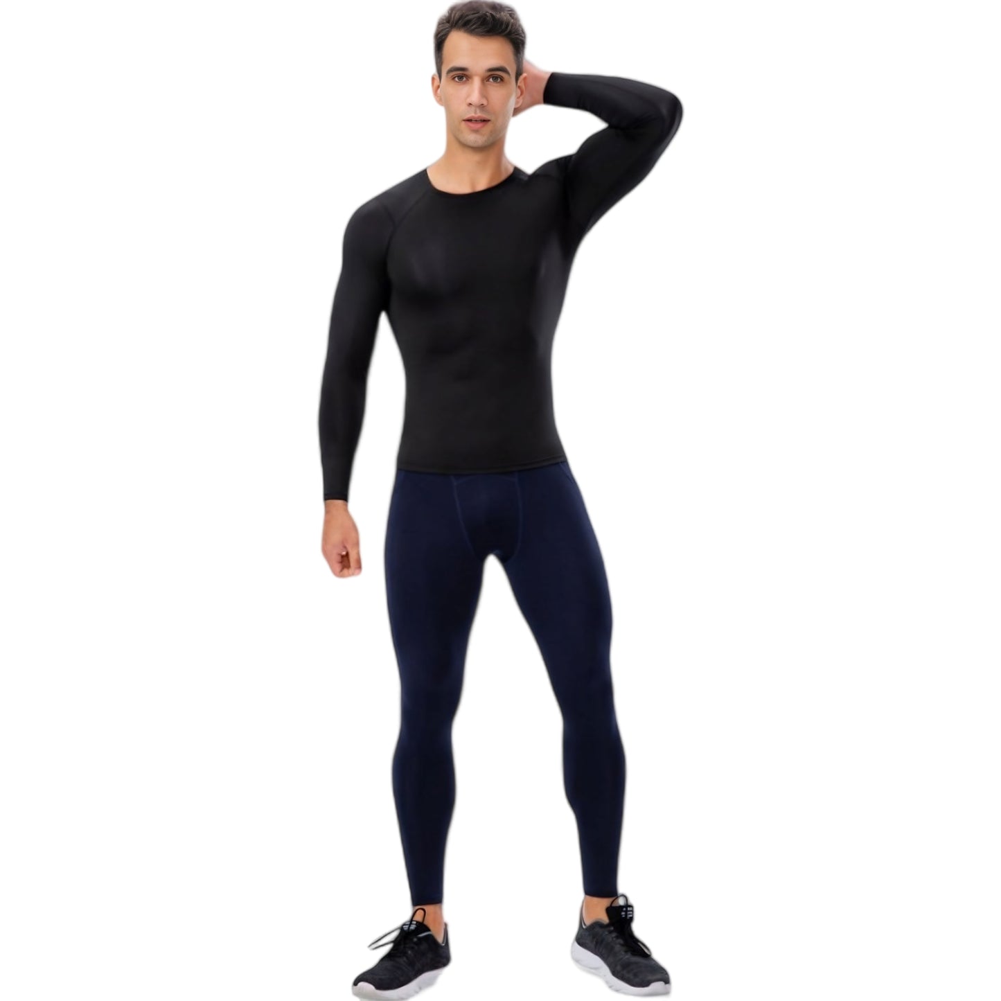 Anna-Kaci Active Men's Long Sleeve Compression Shirt with Crew Neck and Moisture-Wicking Stretch Fabric