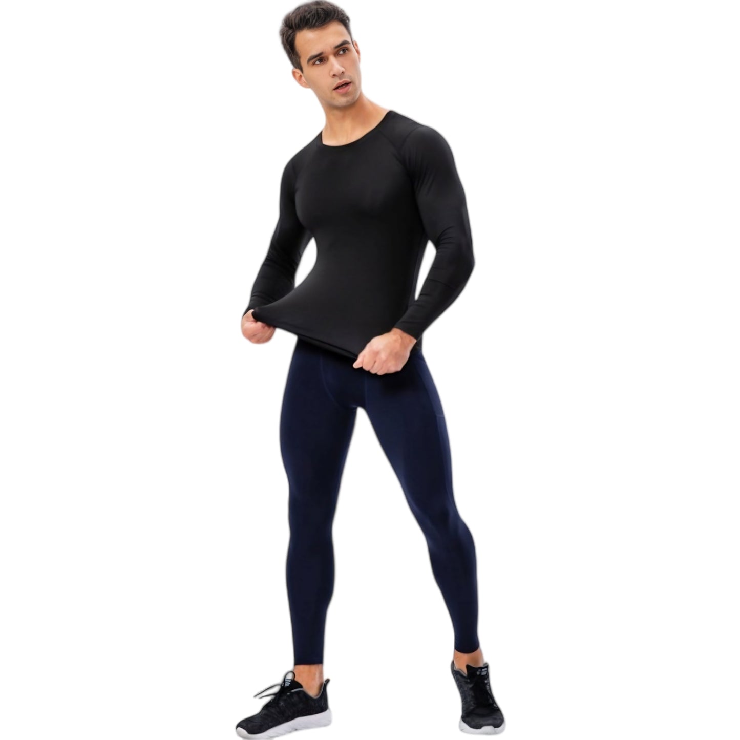 Anna-Kaci Active Men's Long Sleeve Compression Shirt with Crew Neck and Moisture-Wicking Stretch Fabric