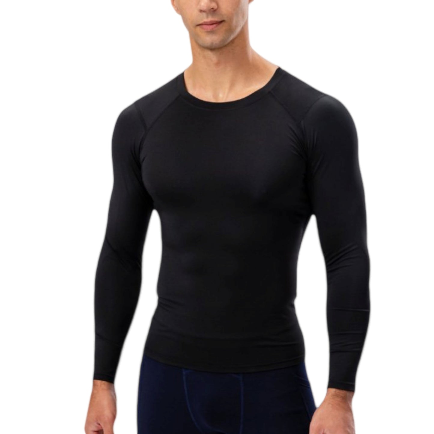 Anna-Kaci Active Men's Long Sleeve Compression Shirt with Crew Neck and Moisture-Wicking Stretch Fabric
