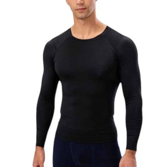 Anna-Kaci Active Men's Long Sleeve Compression Shirt with Crew Neck and Moisture-Wicking Stretch Fabric