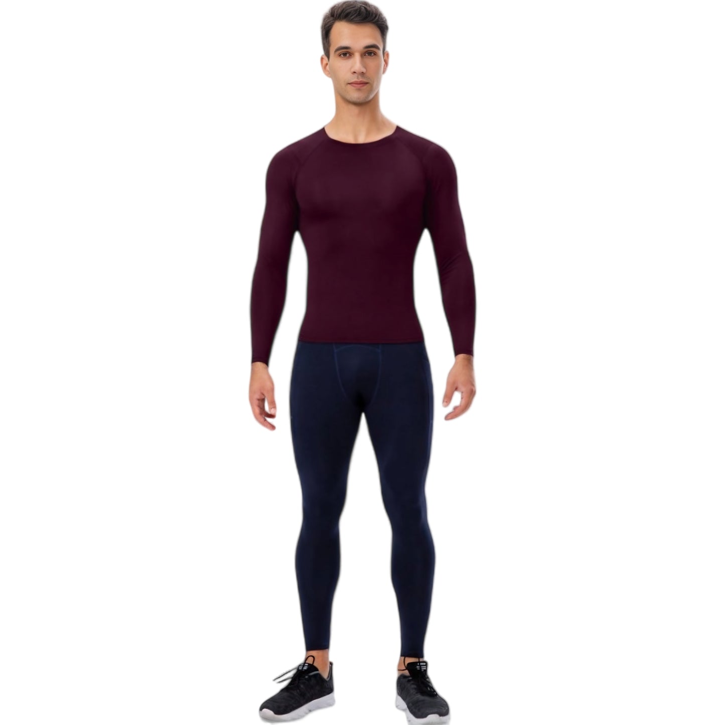 Anna-Kaci Active Men's Long Sleeve Compression Shirt with Crew Neck and Moisture-Wicking Stretch Fabric