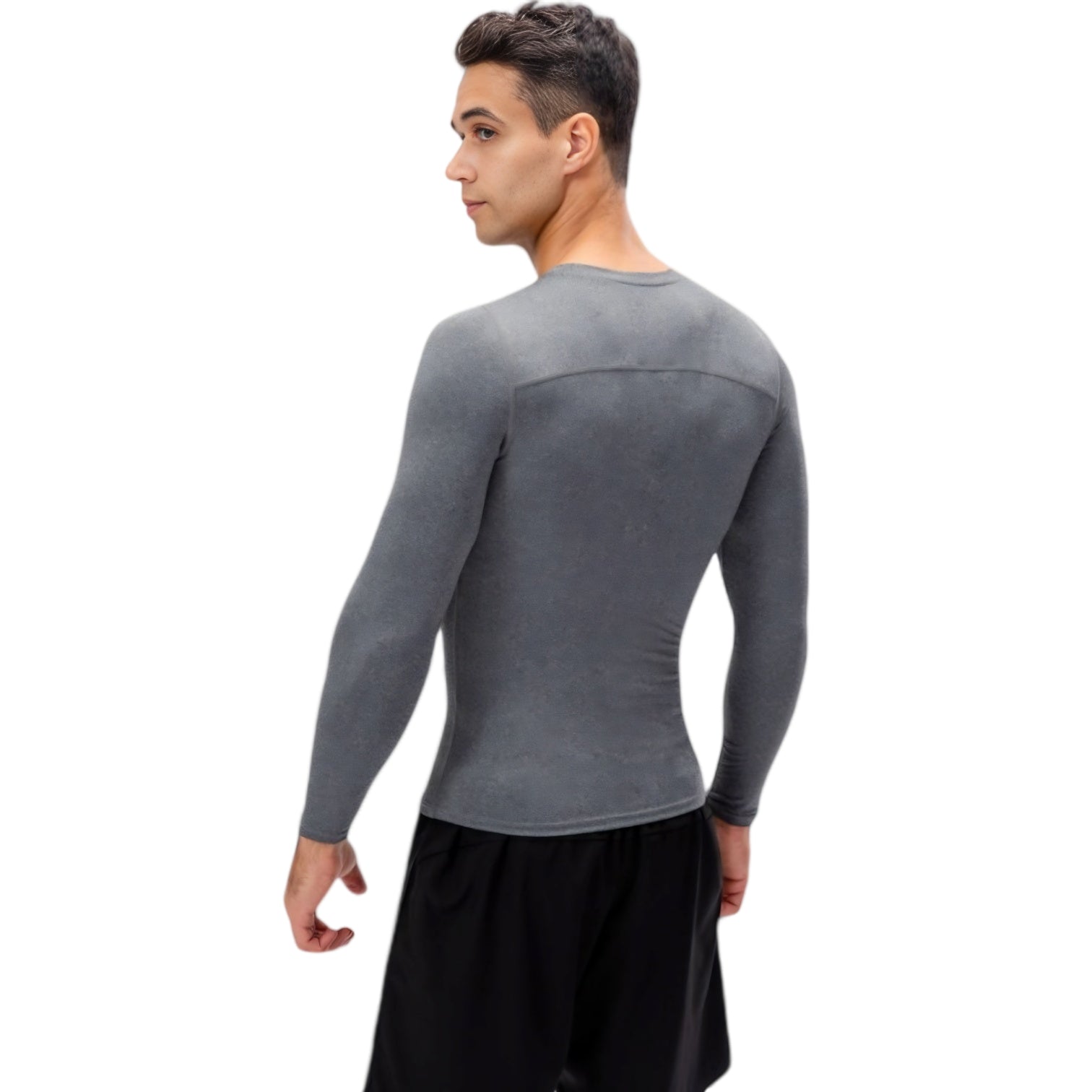 Anna-Kaci Active Men's Long Sleeve Compression Shirt with Crew Neck and Moisture-Wicking Stretch Fabric