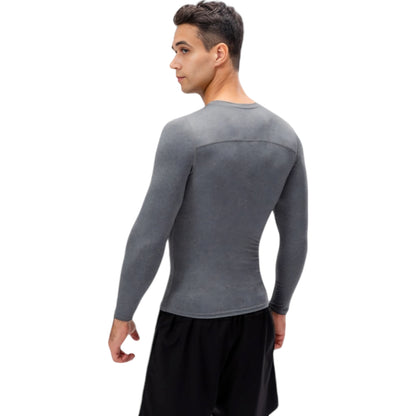Anna-Kaci Active Men's Long Sleeve Compression Shirt with Crew Neck and Moisture-Wicking Stretch Fabric