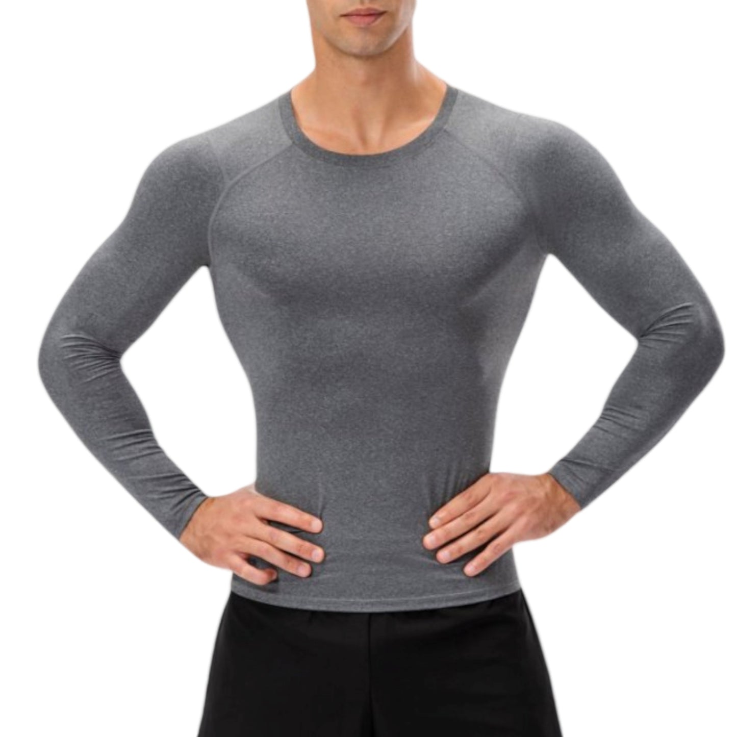 Anna-Kaci Active Men's Long Sleeve Compression Shirt with Crew Neck and Moisture-Wicking Stretch Fabric