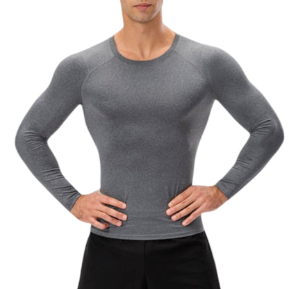 Anna-Kaci Active Men's Long Sleeve Compression Shirt with Crew Neck and Moisture-Wicking Stretch Fabric