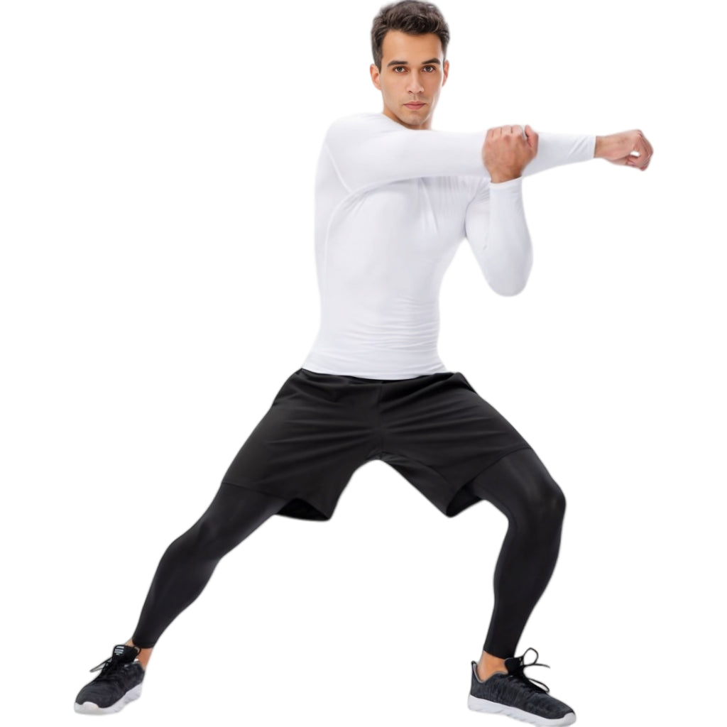 Anna-Kaci Active Men's Long Sleeve Compression Shirt with Crew Neck and Moisture-Wicking Stretch Fabric