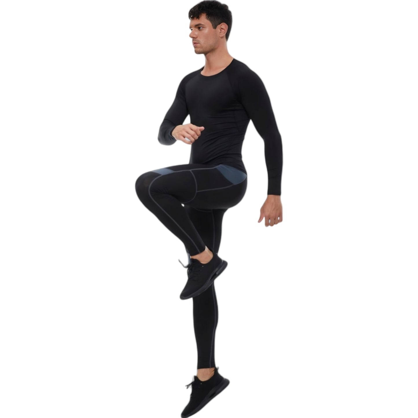 Anna-Kaci Active Men's Long Sleeve Athletic Compression Shirt with Crew Neckline and Stretch Fit Performance Fabric