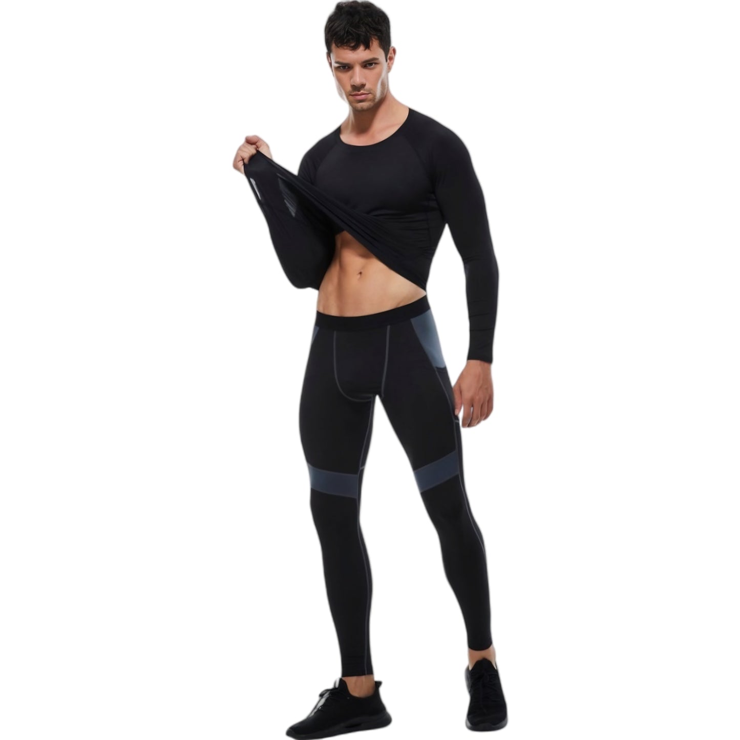 Anna-Kaci Active Men's Long Sleeve Athletic Compression Shirt with Crew Neckline and Stretch Fit Performance Fabric