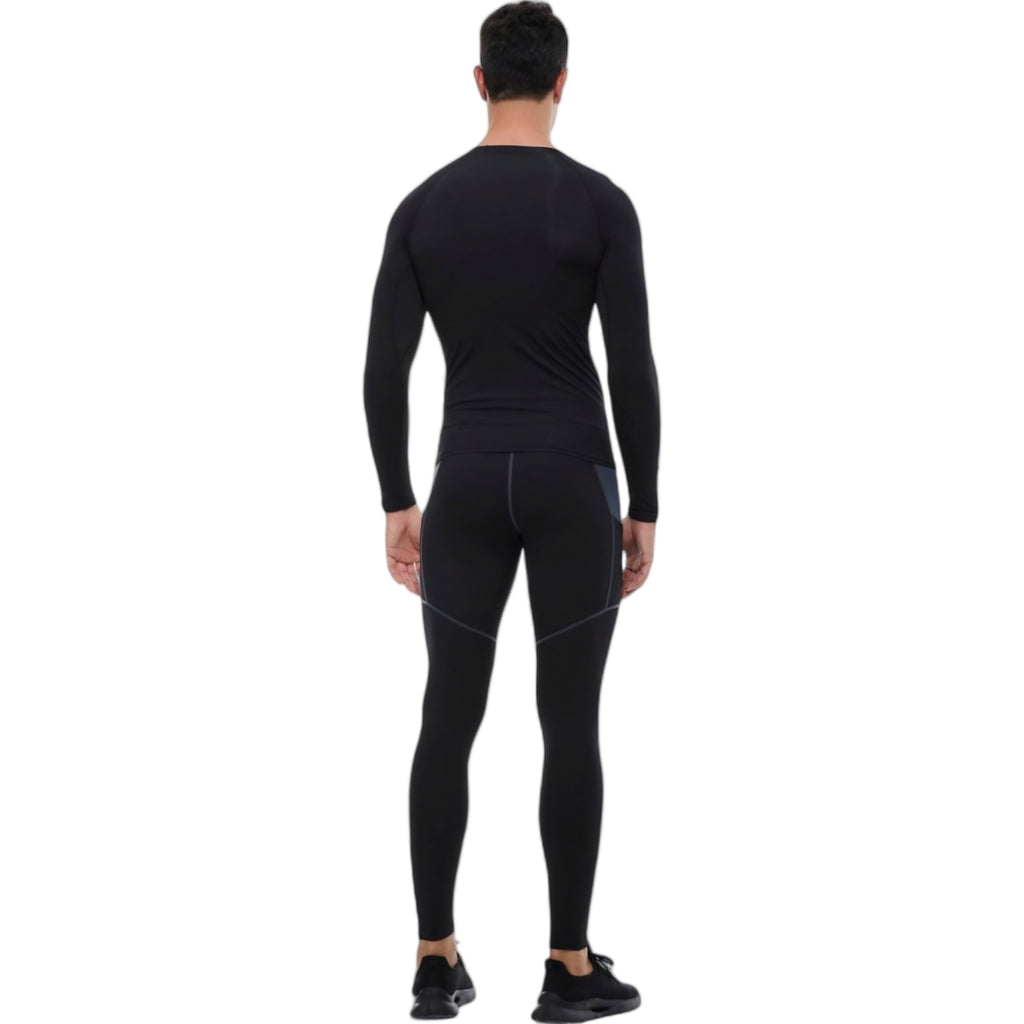 Anna-Kaci Active Men's Long Sleeve Athletic Compression Shirt with Crew Neckline and Stretch Fit Performance Fabric