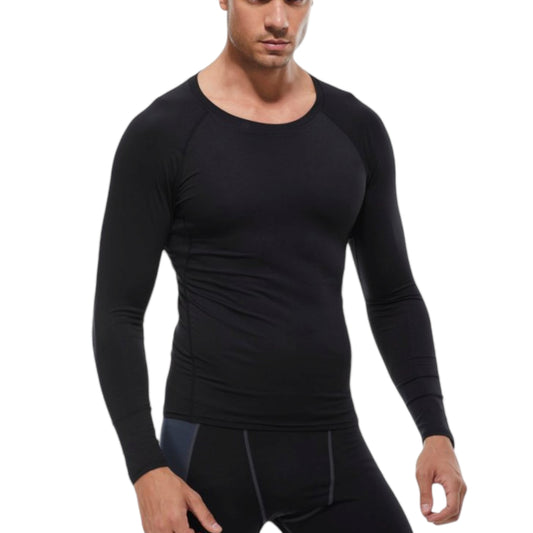 Anna-Kaci Active Men's Long Sleeve Athletic Compression Shirt with Crew Neckline and Stretch Fit Performance Fabric