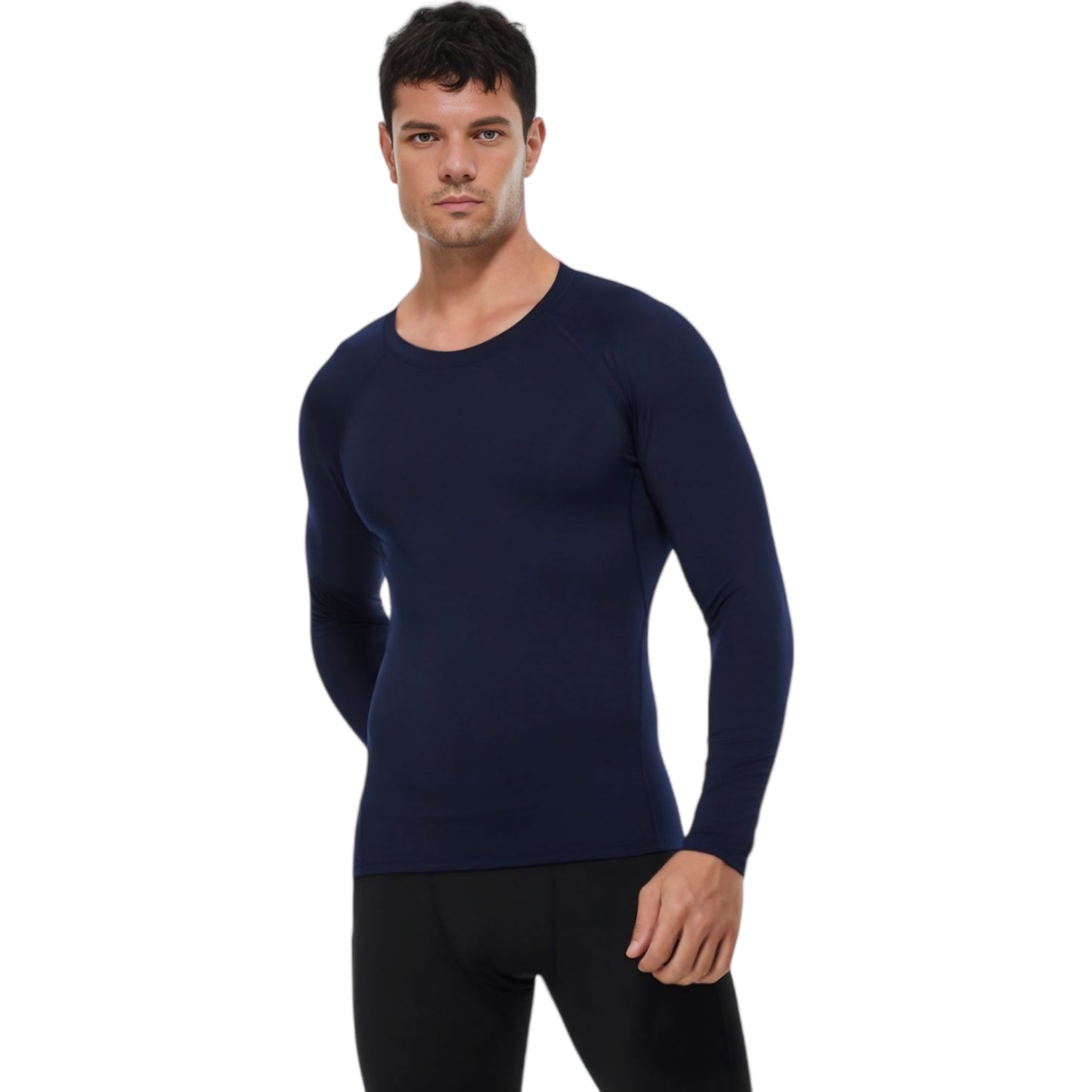 Anna-Kaci Active Men's Long Sleeve Athletic Compression Shirt with Crew Neckline and Stretch Fit Performance Fabric