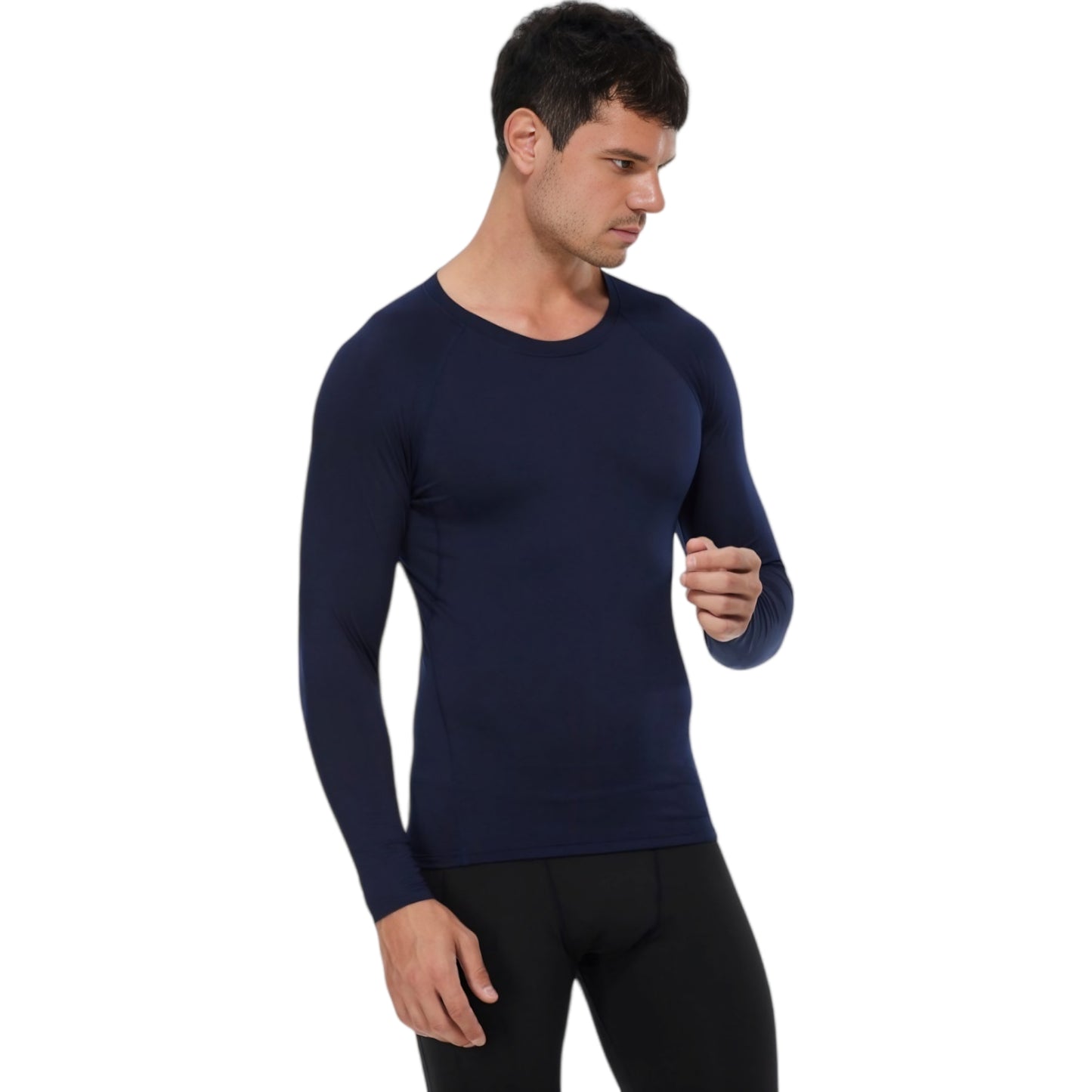 Anna-Kaci Active Men's Long Sleeve Athletic Compression Shirt with Crew Neckline and Stretch Fit Performance Fabric