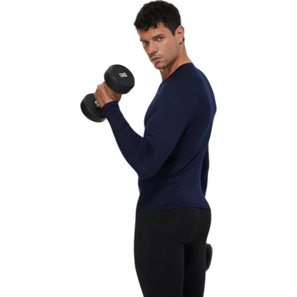 Anna-Kaci Active Men's Long Sleeve Athletic Compression Shirt with Crew Neckline and Stretch Fit Performance Fabric