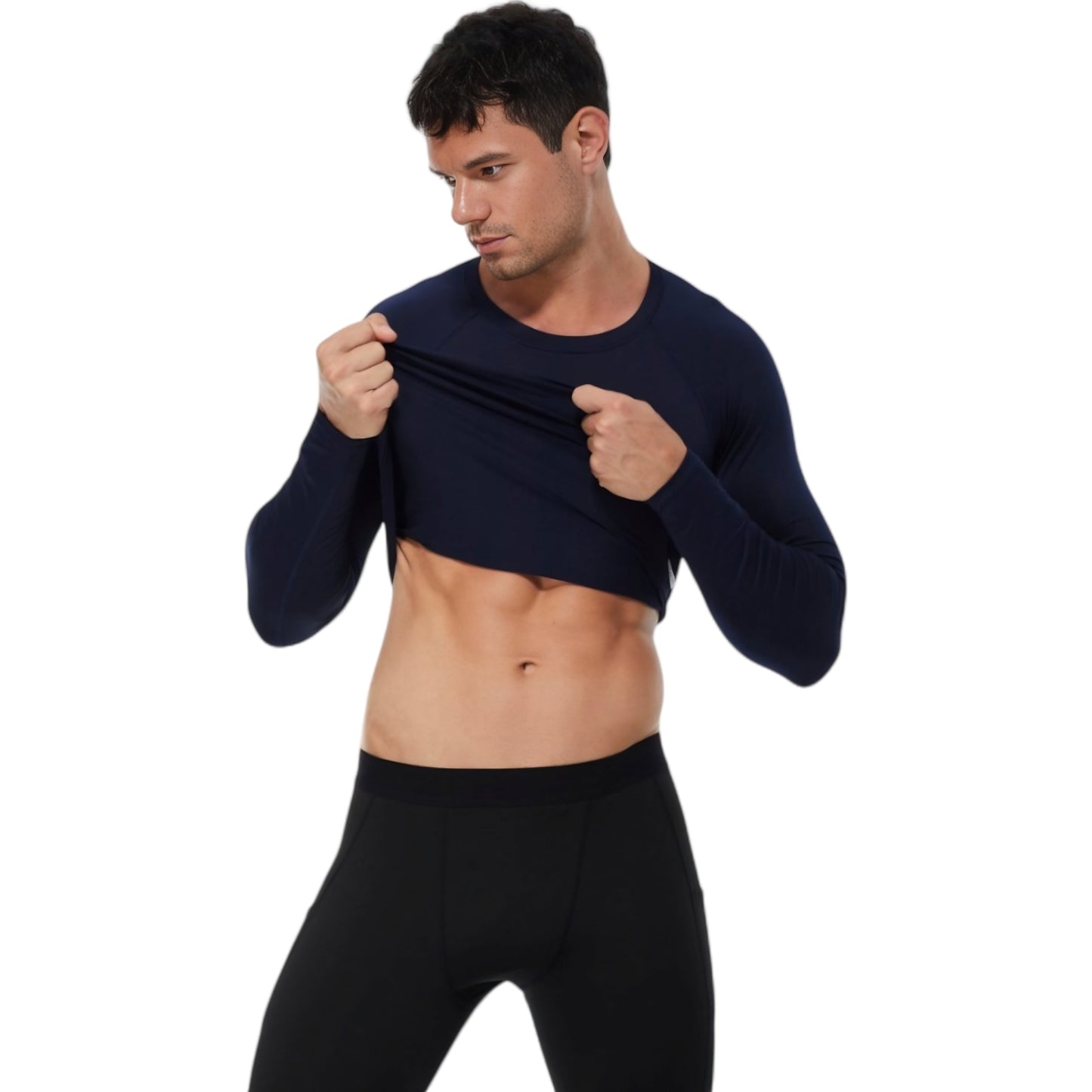 Anna-Kaci Active Men's Long Sleeve Athletic Compression Shirt with Crew Neckline and Stretch Fit Performance Fabric