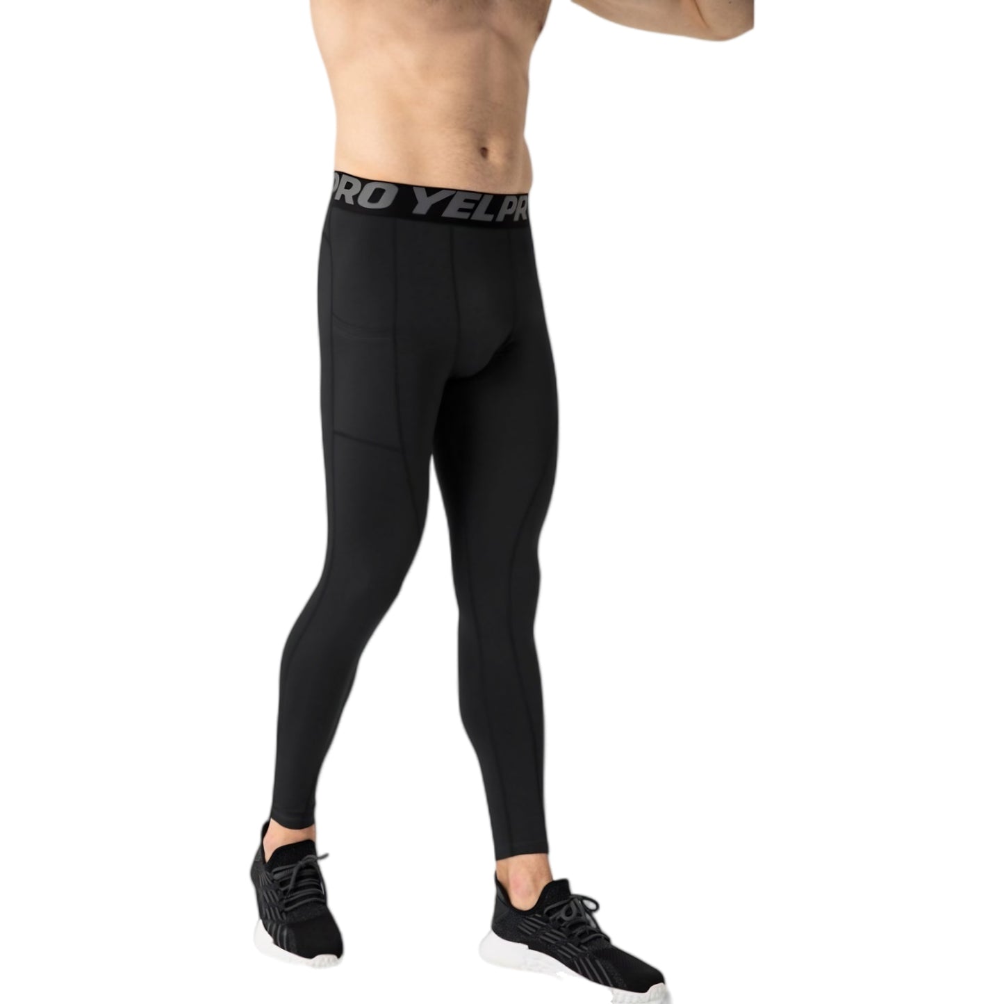 Anna-Kaci Active Men's Full Length Compression Leggings with Wide Waistband and Moisture-Wicking Stretch Fabric