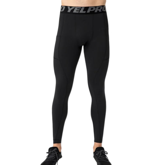 Anna-Kaci Active Men's Full Length Compression Leggings with Wide Waistband and Moisture-Wicking Stretch Fabric