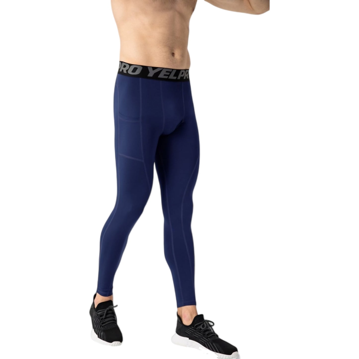 Anna-Kaci Active Men's Full Length Compression Leggings with Wide Waistband and Moisture-Wicking Stretch Fabric