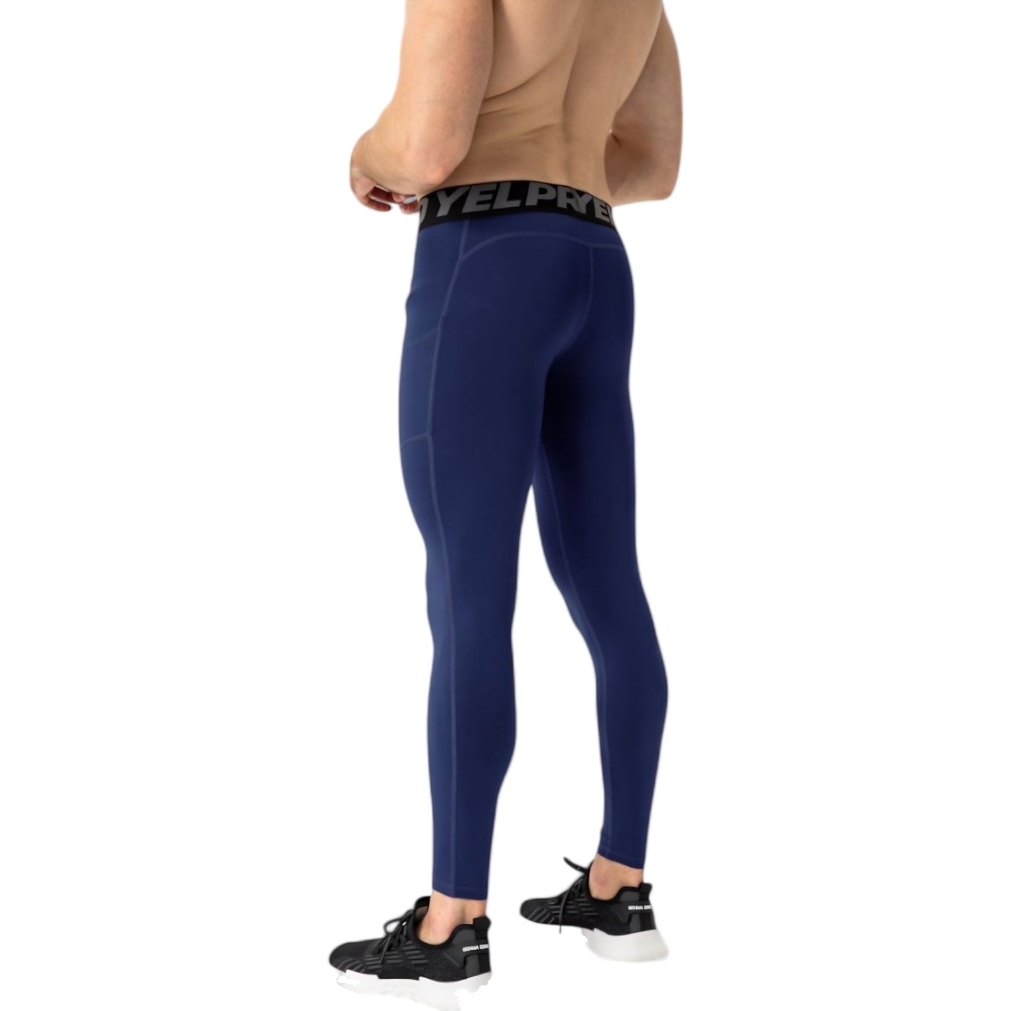 Anna-Kaci Active Men's Full Length Compression Leggings with Wide Waistband and Moisture-Wicking Stretch Fabric