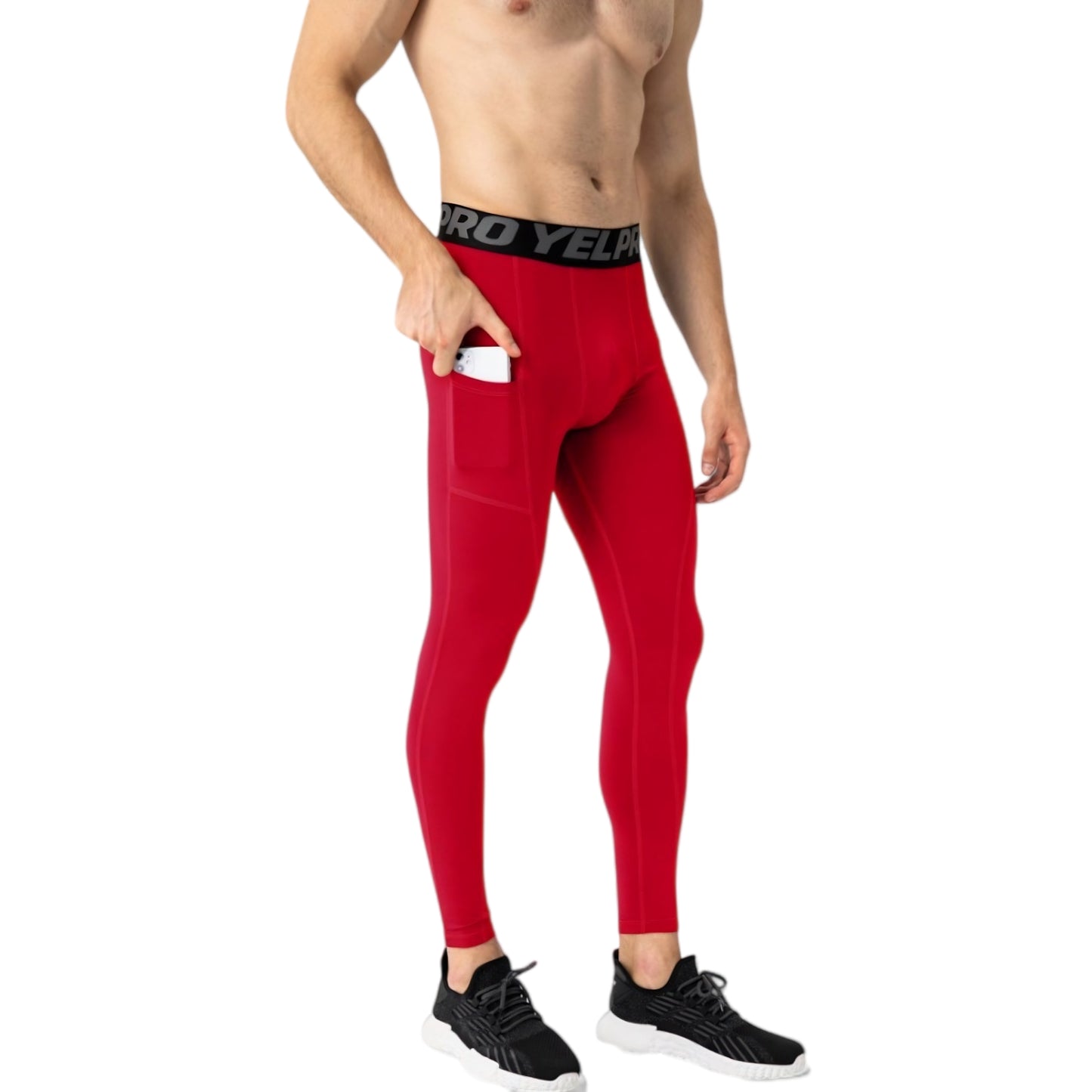 Anna-Kaci Active Men's Full Length Compression Leggings with Wide Waistband and Moisture-Wicking Stretch Fabric